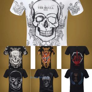 Designer T -shirt voor heren schedel T -stukken Summer Basic Solid Print Letter Dollar Skateboard Casual Punk Tops T -shirt T -shirt Crystal Tiger