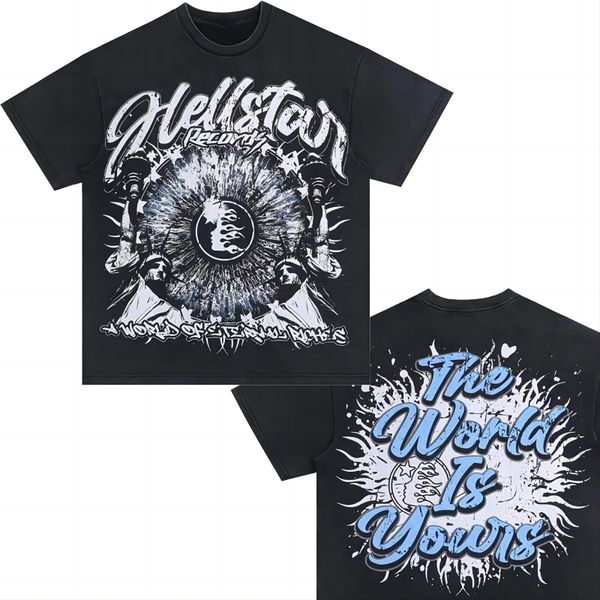 Hellstar T-shirt en coton Mode Noir Hommes Femmes Vêtements de créateurs Dessin animé Graphique Punk Rock Tops Été High Street Streetwear