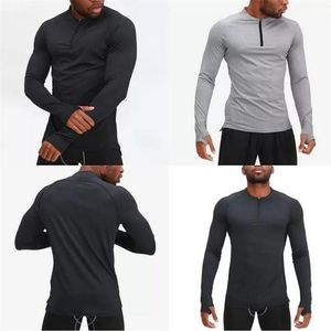 Designer t-shirt lu t-shirts hommes sport maille gym course legging aligner leggings à manches longues séchage rapide respirant pull fermeture éclair zip244a