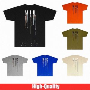 Camiseta de diseñador Camiseta para hombre Edición limitada Camisetas para parejas Ropa de calle Marca de moda de verano Splash-ink Estampado de letras Manga corta Casual Camiseta suelta para hombre Cuello redondo97u2