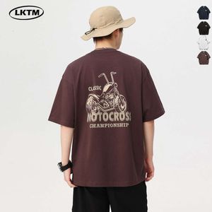 Camiseta de diseñador Ropa para hombres y mujeres Marca de moda Motocicleta Impreso Algodón puro Manga corta Camiseta suelta con cuello redondo para hombres Camiseta de marca de tendencia superior