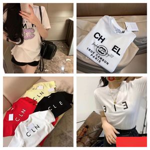 T-shirts de créateurs pour femmes, plus la taille t-shirt mode femmes nouvel alphabet imprimé pin rentré taille style court culture à manches courtes pur coton t-shirts tops dames top robe