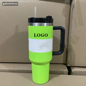 Designer Tumblers 40oz isolatie roestvrij staal grote capaciteit dubbele drink cup klassiek logo printen draagbare neon gekleurde autocop home bierbeker cadeaubon