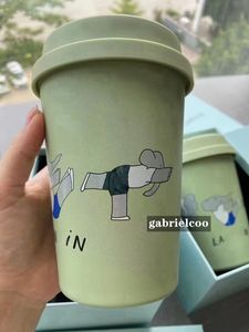Diseñadores Tumblers Cup Classic Green Elephant Coffee Cup Carta clásica Copa de aislamiento de acero inoxidable impreso taza de taza al aire libre 350 ml con caja de regalo