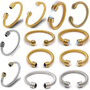 Designer Twisted Charm kabel DY Armband mannen Populaire sieraden voor vrouwen klassiek retro Verlovingscadeau goud zilver Parel hoofd open bangle dy Armband met doos