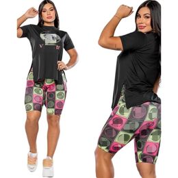 Designer Two-Piece broek Tracksuits Women Casual T-shirt en shorts Set Daily Outfits Gratis schip