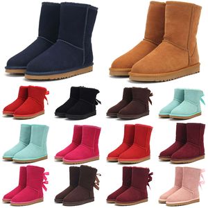 Designer Uggity Bottes Australie Femmes Hiver Chaussons Fille Classique Neige Botte En Peluche Cheville Court Arc Mini Noir Châtaignier Wggs Rose Noeud Papillon Femmes UGGity Chaussures Taille 35-41