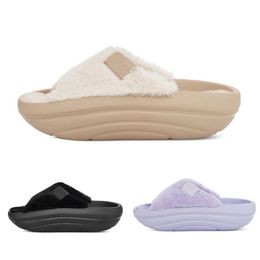 Diseñador ugglie foamo uggplush zapatillas deslizantes para mujer diapositivas negro mostaza semilla salvia flor pisos cuero caucho piel plataforma sandalias para mujer botines 35-42