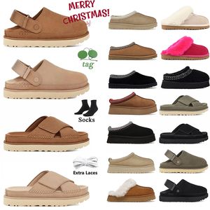 Designer ugglie pantoffels Goldenstar Clog Tazz Tasman Slippers Boston Klompen Laarzen Gouden ster Strand Sandaal Cross Slides Dames Heren Herfst Mosterdzaad Kastanje Schoenen