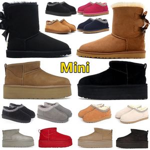 Designer Ultra Mini Laarzen Tasman pantoffels Klassiek Platform Kort Dames Heren Bont Schapenvacht Tazz Kastanje Zand Mosterdzaad Beige Wintersneeuw Enkel Suède Sneeuwlaarzen