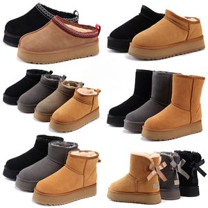 Diseñador Ultra Mini Botas de plataforma Mujeres Tazz Tasman Zapatillas de gamuza Niños Australia Bota de nieve Invierno Zapatos de lana cálidos Botas australianas Piel de oveja Botines Ankel