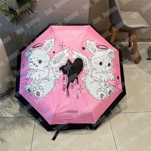 Designer paraguas 2 colores Brolly lujo tres paraguas plegables Automáticos Sunshade Fashion Shiphade linda bumbershoot con patrón de conejo