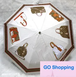 Sac de parapluies de styliste imprimé, parapluie pliant résistant à l'écran solaire pluvieux pour femmes