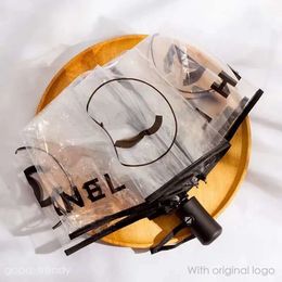 Parasols de créateurs parapluie transparent motif de lettre féminin pliant parapluie complet de la mode pour femmes 956