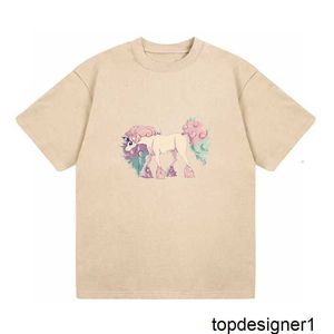Designer Unicorn imprimé T-shirt ample pour hommes, tenue de couple poney, unisexe à manches courtes été 2024 NY9B