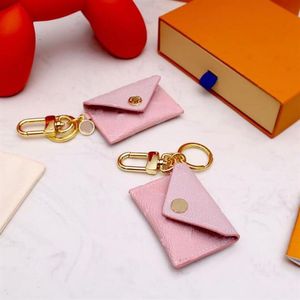 Designer unisexe lettre portefeuille porte-clés mode sac à main pendentif voiture porte-clés charme fleur rose petit sac de carte porte-clés accessoires251y