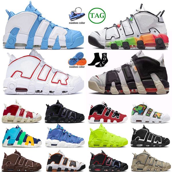 Designer Uptempos Chaussures de basket-ball Hommes 96 Scottie Pippen Blanc Varsity Green World Multi-Color Black Bulls University Blue Femmes Baskets de grande taille Baskets