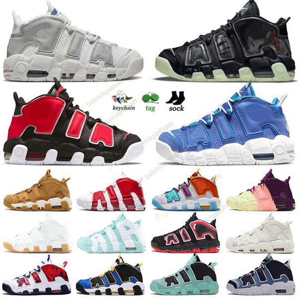 Designer Uptempos Scottie Pippen Chaussures de basket Authentique pour Hommes Femmes Phantom Sand Drift Laser Crimson Denim University Blue Unc Baskets Sports 36-45