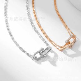 Diseñador V oro tiffay y co hebilla de herradura Collar de alta calidad brillante hardware rosa de 18k Valle enfermo misma cadena de clavícula
