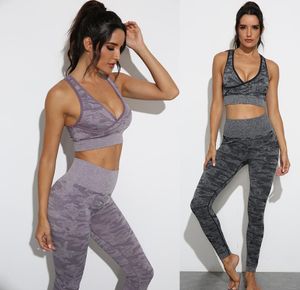 Survêtements Ensembles de yoga de créateurs T-shirts sexy à col en V Tenues de yoga pour femmes Costume Vêtements de sport Vêtements de sport Fitness 2pcs Soutien-gorge Aligner leggings Pantalon Ensemble d'entraînement Tech Fleece Active