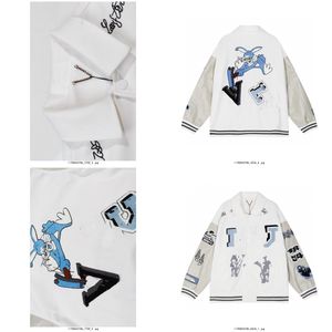 Diseñador v chaqueta de béisbol femenino bugs para hombres toalla bordada de toalla bordada chaqueta de béisbol de lana pareja chaqueta de béisbol universitaria