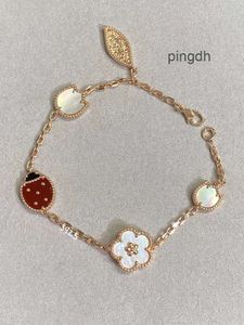 Bracelet de créateur Van Bracelets de trèfle à quatre feuilles Cleef Seven Star Ladybug 925 en argent sterling plaqué or 18 carats Lucky Ladybug Five Flower Bracelet