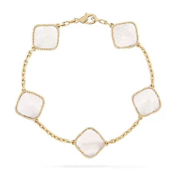 Designer Van Bracelets Four Leaf Clover Gold Love Bangle Pendant Sparkling Crystal Diamond For Women Girl Wedding Motherday Jewelry Gift