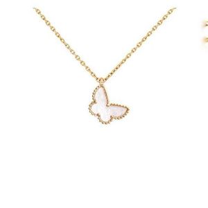 Designer van vlinder ketting dames 18k goud vergulde niet -vervagende mini kleine witte fritillaria hanger met kraagketen met logo