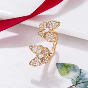 Designer van vlinderring Sterling Silver Compated 18K Rose Gold White Shell Opening verstelbare diamant fritillaria y7v2