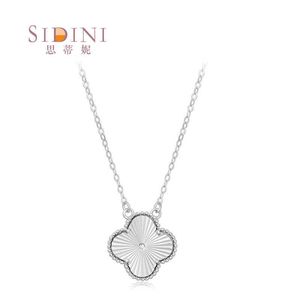 Designer Van cl-ap S925 Collier en argent sterling à quatre feuilles d'herbe porte-bonheur pour femmes Laser 3D polyvalent mode CNC Sculpture chaîne de collier en édition limitée