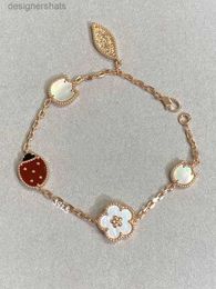 Designer Van Clover Bracelet Sept Star Ladybug Bracelet 925 Sterling Silver plaqué 18k Gold Luckybug Five Flower Bracelet