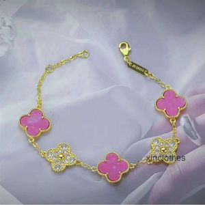 Designer Van Clover Jewelrys Bracelet Trèfle à Quatre Feuilles Clef Cleef Bracelets Bracelet Diffusion en direct du nouveau Lucky Grass Rose Rose Diamant Femme Senior