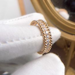 Designer van caleidoscoop ring dames volledige diamant rosé goud smal klavervoorstel met fluweelbox
