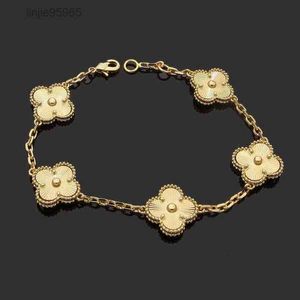 Designer Van Link Chain Bracelet Cleef Clover Dames Fashion Gold Armbanden Sieraden 2023 12222