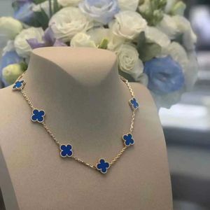 Diseñador Van Ten Flores Collar de césped de cuatro hojas Fashion Fashion Luxury V Gold Grueso grueso 18K Rose Blue Jade Medalla Sentido de alto grado