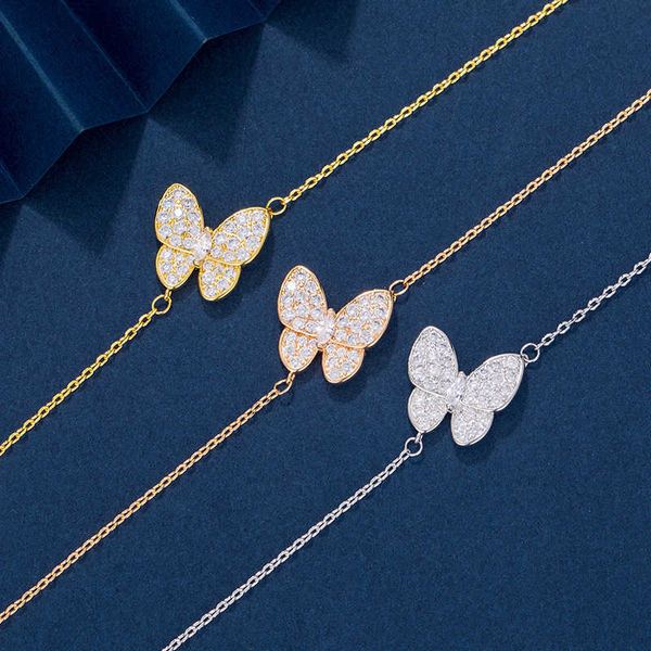 Designer Van V Gold Precision Horse Eyed Butterfly Bracelet Fashionable Plein de Diamond Fairy Qi Sweetness Little Light Luxury et haut de gamme