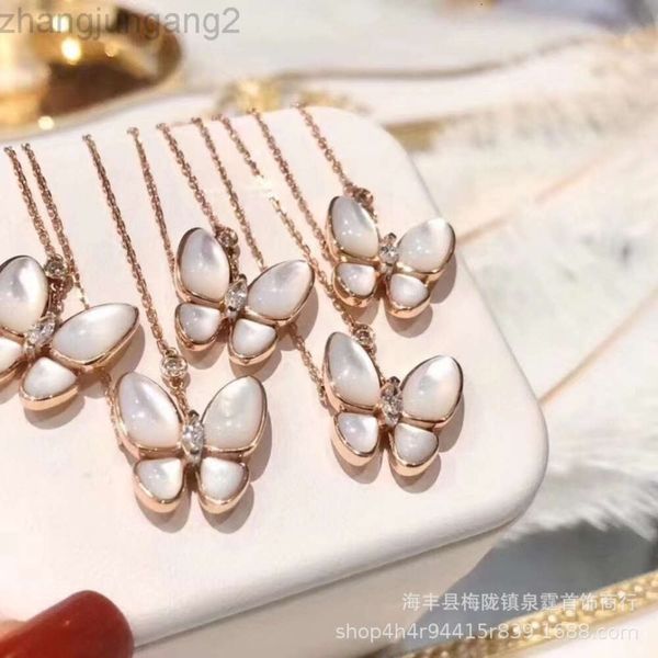 Bracelet de créateur Van Cleaf Vcas Fanjia High Edition White Beimu Collier papillon complet en diamant pour femme Chaîne en os de verrouillage en or rose 18 carats Mode et simplicité