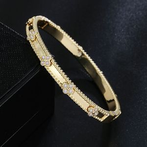 Designer Vanly Clover Designers For Women Gold Plated Full Crystal Diamond Caleidoscope armbanden manchet Bangle Valentine Party Groothandel