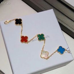 designer 4/Quatre vans cleef Clover Leaf Clover Charm Bracelets Bangle Chaîne 18K Or pour Femmes Fille Van-Clef Arpes Bijoux cadeaux de qualité supérieure