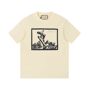 Designer Geverifieerd 24 lente/zomer nieuwe G Family Unisex Snowy Mountain Slide Block Print veelzijdige T-shirt met korte mouwen