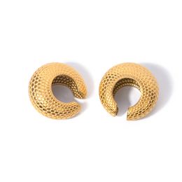 Diseñador Vintage de 18k Gold Acero inoxidable Escala de pescado Textura Earra de oído para mujeres Partido de graduación Joyería de regalo de boda gratis de envío