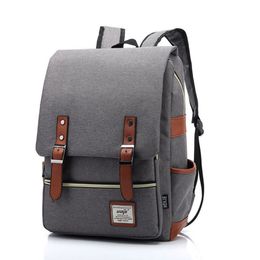 Designer - Backpack d'ordinateur portable vintage pour les femmes Men School College Backpack avec USB Charge Port Fashion Fits 15 pouces Notebook188g