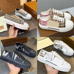 Designer Vintage Hommes Imprimer Check Sneakers Bicolore Coton Gabardine Appartements Chaussure Imprimé Lettrage Plaid Veau Toile Baskets Bio-basé Caoutchouc Bas Chaussures NO288