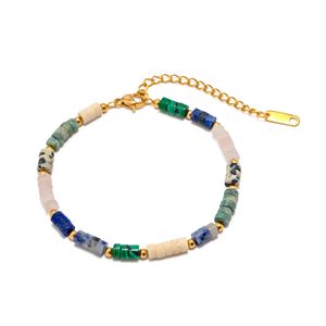 Designer Vintage Natural Lapis Lazuli 18K Gold roestvrijstalen armband voor dames zomersporten dagelijkse slijtage gratis verzending