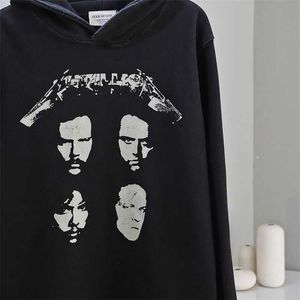 Ontwerper Vintage Washing Old Metal Band Hoodie Fog High Street Casual Men's and Women's Hoodedseds