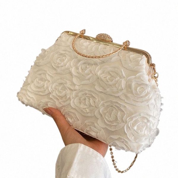 Designer Vintage Femmes Perle Frs Shell Clip Lock Sacs Rose Blanc Cristal Sacs À Main Et Sacs À Main Chaîne Sacs À Bandoulière Parti Embrayage 73zg #