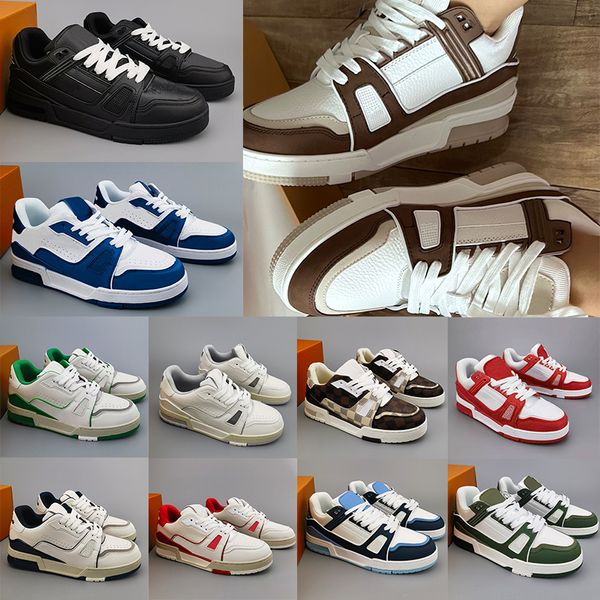 Diseñador Virgil Trainer Casual Mens Sneaker Black White Panda Fashion Fashion Shoe Plataforma de cuero Plae Men Women Walking Outdoor Eur 36-45