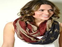 Designer Viscose Vintage American Flag Infinity sjaals Snood USA vrouwen voile sjaals sjaals grote siveren DHL 1011509