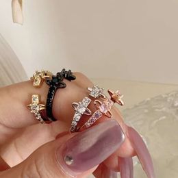 Ontwerper Vivian Viviene Westerse keizerin-weduwe Saturnus diamanten open ring eenvoudige luxe punk hoge editie verstelbaar