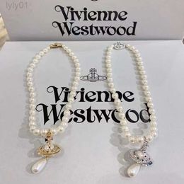 Designer Viviane Westwood Jewelry New Western Empress Dowager Dowager Collier de perle unique 3d Saturne Ufo Drop Drop Pearl Luxur